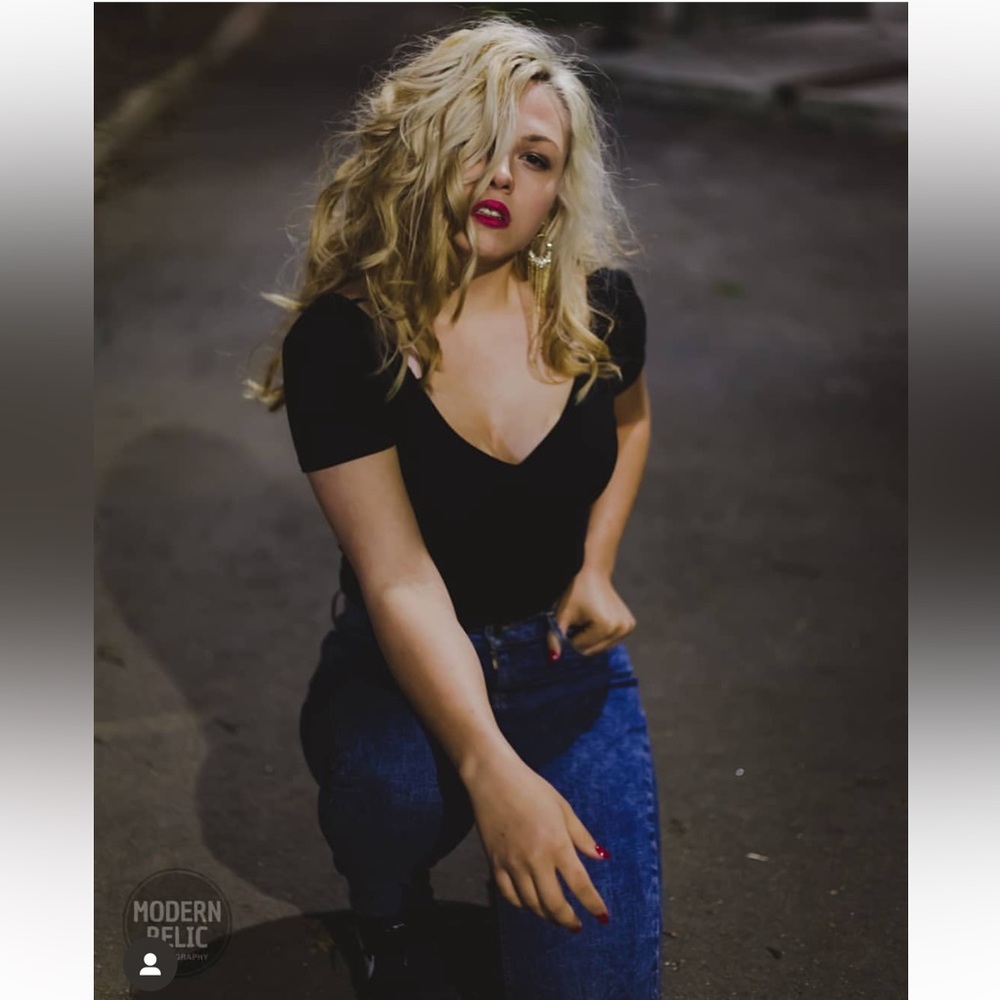 Black off the shoulder shirt